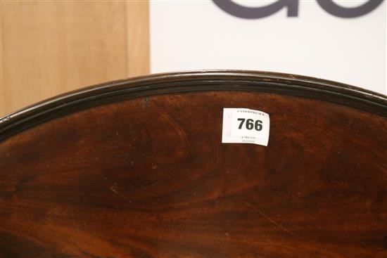 A George III mahogany tea table, with dished top and acanthus carved tripod, W.85cm